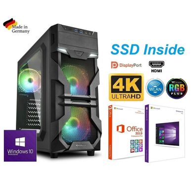 Komplett PC Büro Computer Intel i7 16GB DDR4 250GB SSD 3TB HDD & Windows 10 56