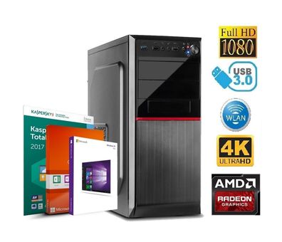 Komplett PC Büro Computer AMD QUAD CORE 16GB RAM 2000GB HDD 1000GB SSD Windows 2
