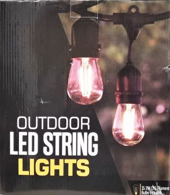 Outdoor Lichterkette 15m mit 15 E27 LED Birnen Tomshine, Lichterkette Außen IP65