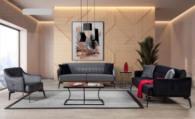 Luxus Sofagarnitur Couch Sets 3 + 3 + 1 Polster Möbel 3tlg. Stoff Textil Möbel