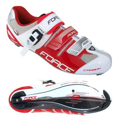 Rennradschuhe FORCE ROAD CARBON rot/ weiss 38