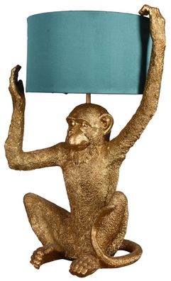 Tischlampe Gold Lampe Affe Tierlampe Monkey Leuchte Affe Figur 54cm