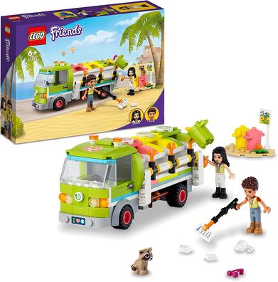 LEGO 41712 Friends Recycling-Auto, Spielzeug-Müllwagen mit Emma und River Mini-Pup...