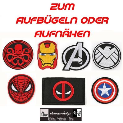 Avengers Aufnäher Aufbügler Badges Patches Ironman Shield Deadpool Hydra Spiderman