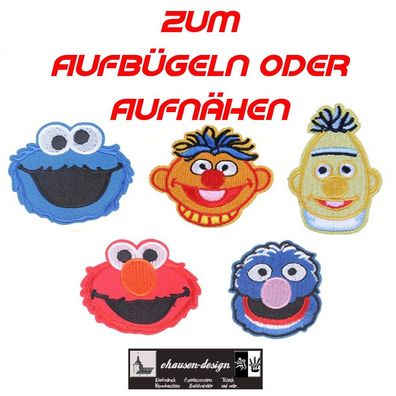 Sesamstraßen Aufnäher Aufbügler Badges Patches Ernie Bert Grobi Elmo Krümelmonster