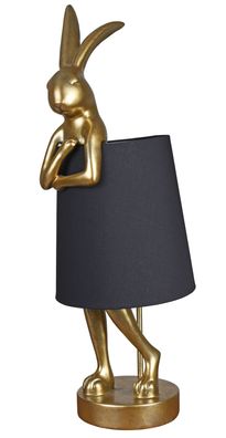 Tischleuchte Hase Leuchte Rabbit Gold Schwarz Tischlampe Hasenlampe Hasenfigur 68cm