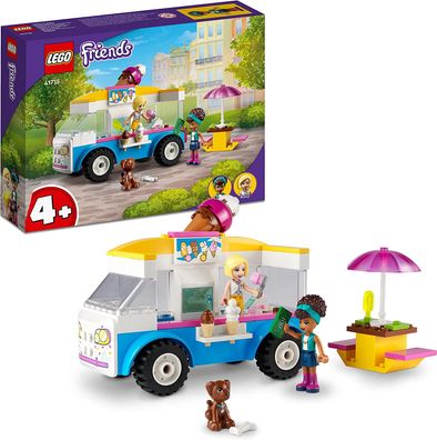LEGO 41715 Friends Eiswagen Spielzeug für den Sommer mit Fahrzeug und Mini-Puppe ...