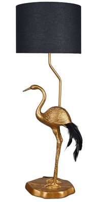 XXL Leuchte Kranich Gold Lampe Vogel Figur Chinoiserie Tischlampe 77cm
