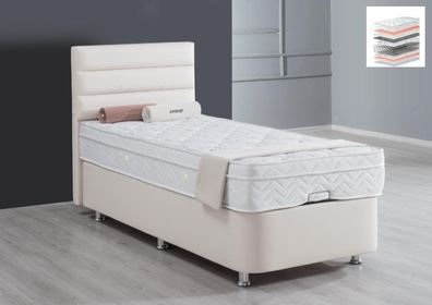 Bett Beige Einzelbett Metall Modern Schlafzimmer Betten Möbel 120x200