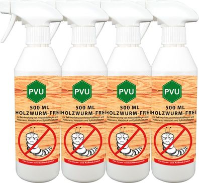 PVU 4x500ml Anti Holzwurm Spray Tod Mittel Schutz Ex gegen Holzwürmer Hausbock