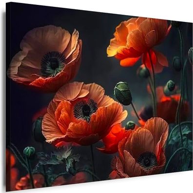 Leinwand Bilder Mohnblumen rot Natur Wandbild Modern Premium Kunstdruck