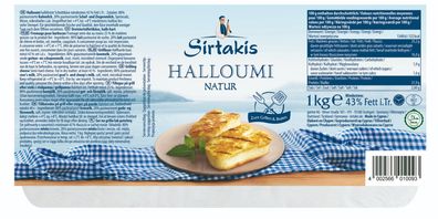 Sirtakis Halloumi Natur 8x 1kg Grill-Käse Käse für Grill, Ofen & Pfanne aus Zypern