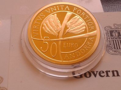 50 euro 2018 PP Andorra Verfassung Gold 6,75g, 3000 Stück Auflage RAR am Markt