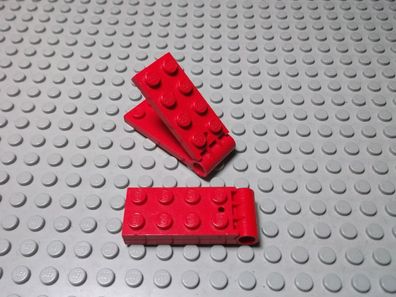Lego 2 Scharniere Rot 2x4 alter Typ kleines Loch Nummer 3149c01