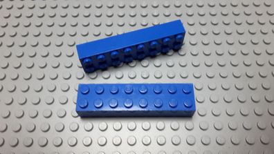 Lego 2 Basic Steine 2x8 hoch Blau Nummer 3007