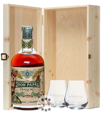 Geschenk-Set Don Papa Baroko in Holzkiste (40 % Vol., 0,7 Liter)