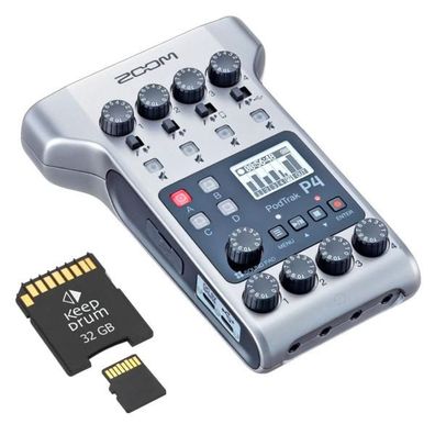 Zoom P4 Podtrak Podcast Recorder mit SD-Karte 32 GB