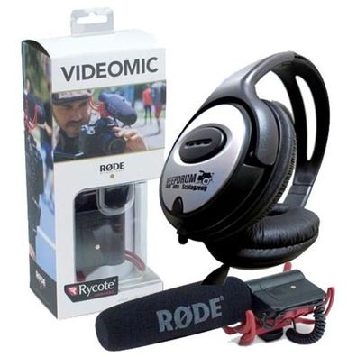 Rode VideoMic Rycote mit Kopfhörer