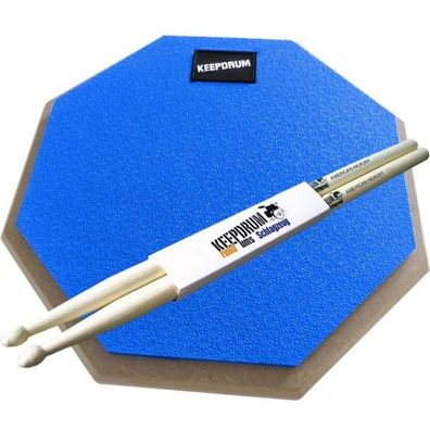 keepdrum DP-BL8 Drum Practice Pad Blau mit Sticks
