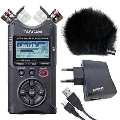 Tascam DR-40X Audio-Recorder mit Zubehör-Set