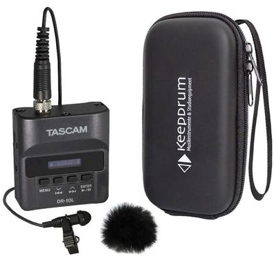 Tascam DR-10L Recorder mit Mikrofon - Windschutz -Tasche