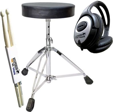 keepdrum Zubehörset für E-Drums - Hocker mit Kopfhörer und Sticks