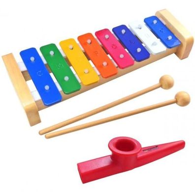 keepdrum KGS2 Glockenspiel für Kinder mit Kazoo Tröte Rot