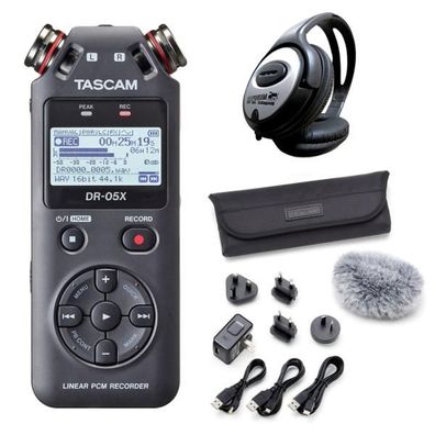 Tascam DR-05X Recorder mit Zubehör Set mit Kopfhörer