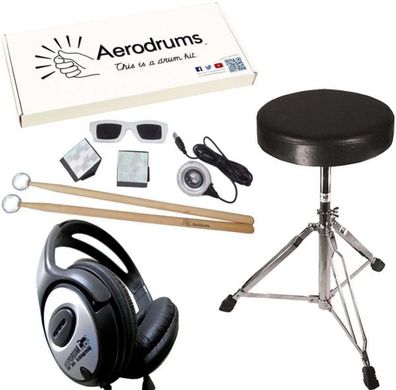 Aerodrums Air-Drumming E-Drum mit Schlagzeughocker und Kopfhörer