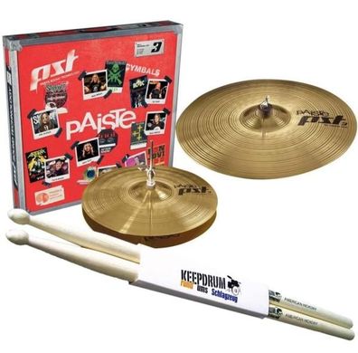 Paiste PST3 Essential Beckenset mit Drumsticks