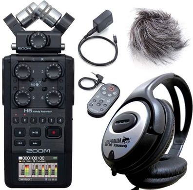 Zoom H6 Black mit APH6 Zubehör Set mit Kopfhörer