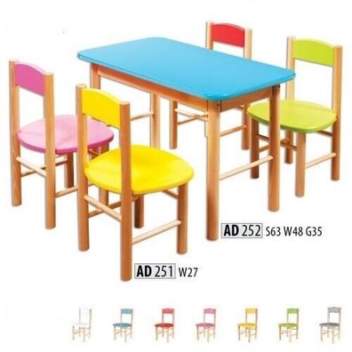 Stuhl Set Kinderzimmer Sitzgarnitur Echtes Holz Massiv 5tlg. Sitz Gruppe Tisch