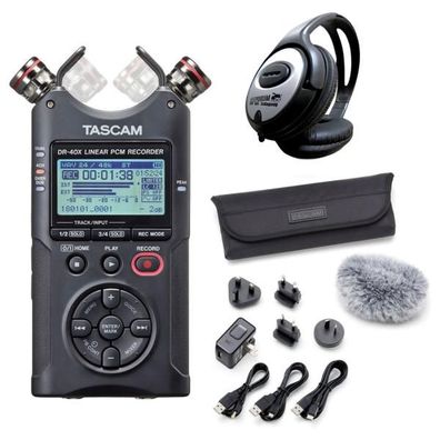 Tascam DR-40X Recorder mit Zubehör Set und Kopfhörer