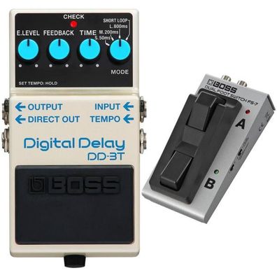 Boss DD-3T Delay Effektgerät mit FS-7 Fußschalter