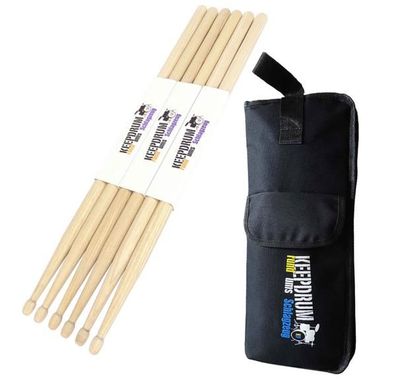 keepdrum 5A Hickory Schlagzeugstöcke 3 Paar mit Stickbag