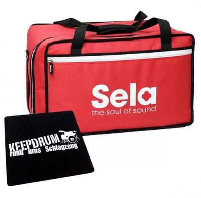 Sela SE038 Cajon Rucksack Tasche Rot mit Sitz-Pad