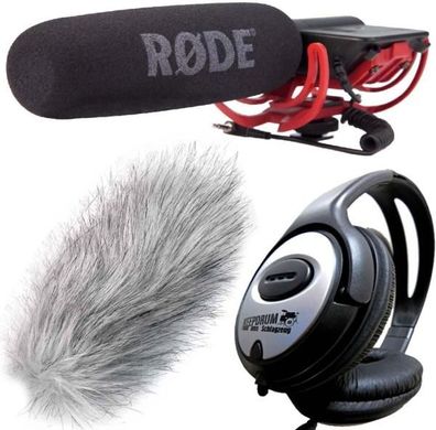 Rode VideoMic Rycote mit Windschutz mit Kopfhörer