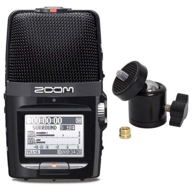 Zoom H2n Recorder mit Kugelgelenk Stativ-Adapter
