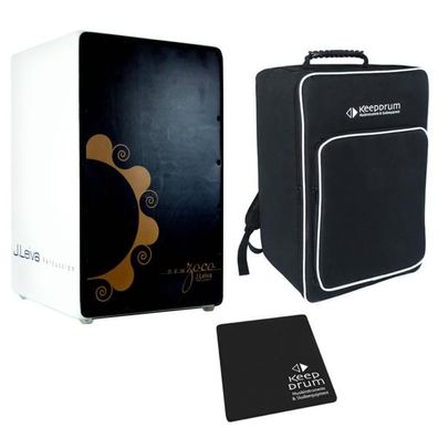 J. Leiva Zoco Black and White Cajon mit Tasche und Pad