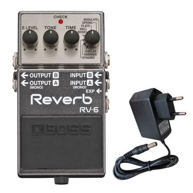 Boss RV-6 Reverb Pedal Studio-Hall mit Netzteil