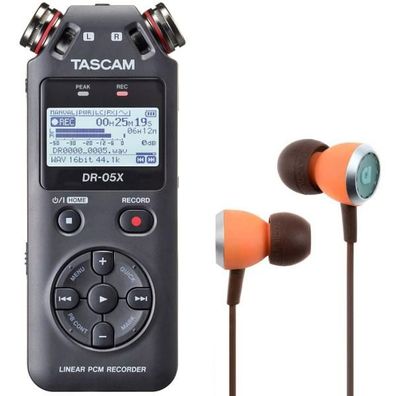 Tascam DR-05X Audio-Recoder mit Audiofly Ohrhörer