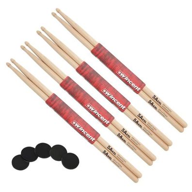 Wincent 5AXXL Drumsticks 4 Paar mit Damper Pads