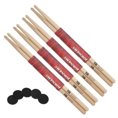 Wincent 5B Drumsticks 4 Paar mit Damper Pads