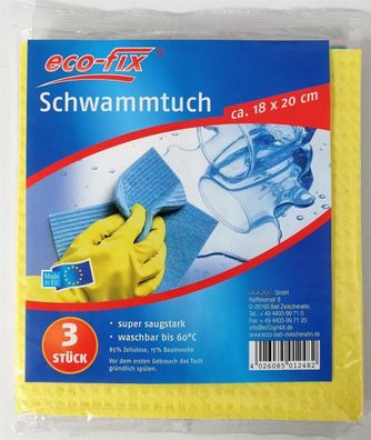 eco-fix Schwammtuch 3-er Pack ca. 18 x 20 cm saugstark