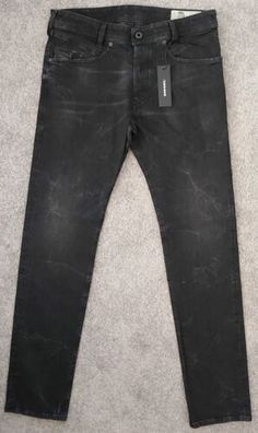 Diesel Herren Jeans IAKOP R670C Schwarz Regular Slim Vintage Used Stretch Neu