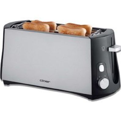 Cloer 3710 Toaster 4 Scheibe(n) 1380 W Schwarz, Gebürsteter Stahl
