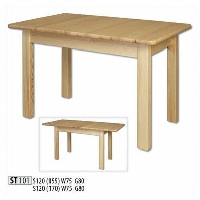 Esstisch Holz Tische Wohn Ess Zimmer Tisch 120/170x80cm Massivholz Esstische