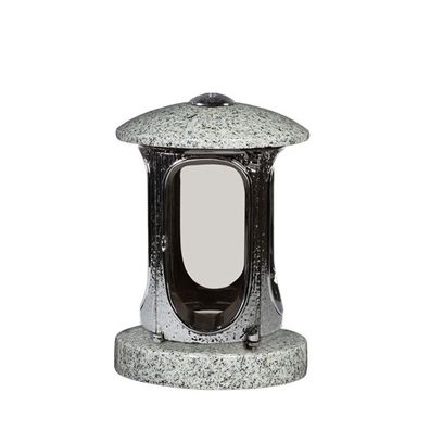 Grab-lampe Grablaterne Grablicht aus Granit - Kuru grey