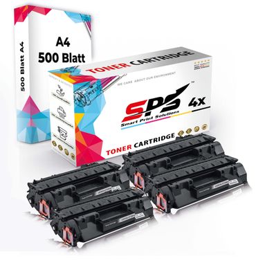 Druckerpapier A4 + 4x Multipack Set Kompatibel für HP LaserJet P 2035 (CE505A/05A)...