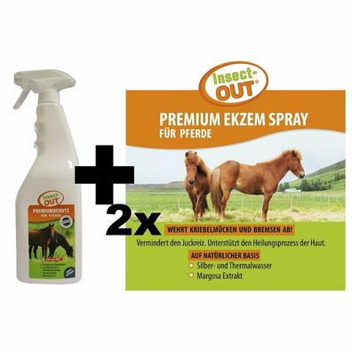 Insect-OUT® Maxi Paket - Ekzem Spray (250 ml) und 2x Premiumschutz für Pferde (750 ml
